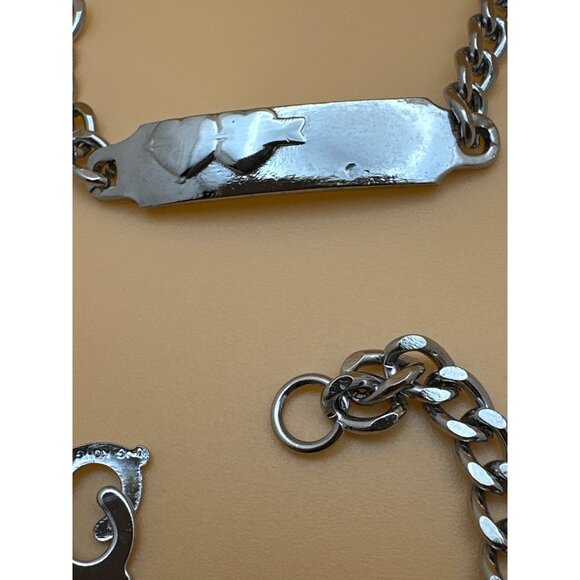 Friendship Bracelet Two Double Heart Arrow ID Matching Silver Tone Love - Picture 4 of 8
